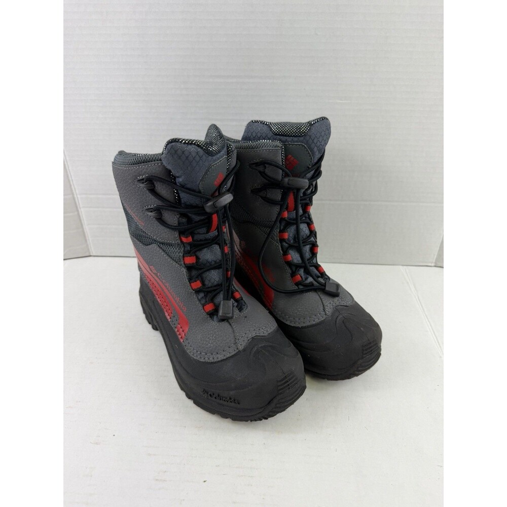 Columbia Omni-Heat Snow Boots Gray Red Winter Waterproof Kids Size 3